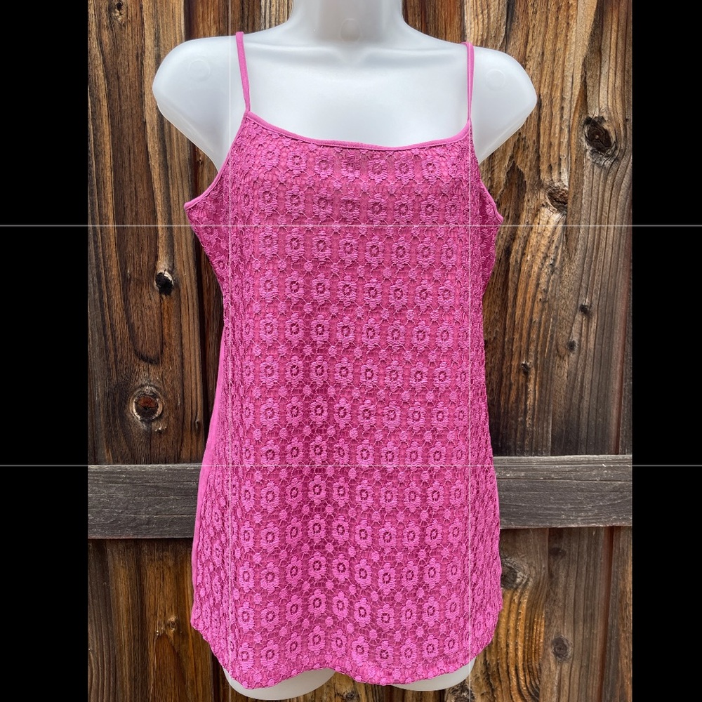 NWT Loft Lace Sleeveless Shirt, M Dark Pink
